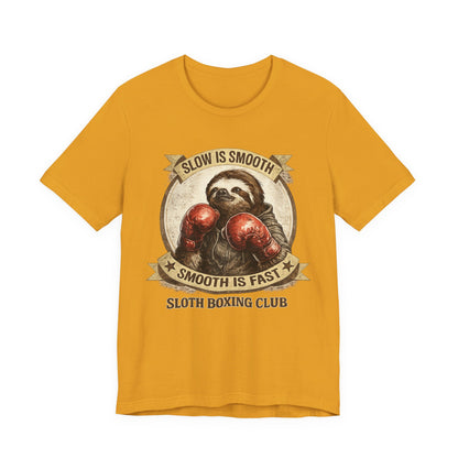 Sloth Boxing Club T-Shirt — "Slow is Smooth, Smooth is Fast" Retro Graphic Tee