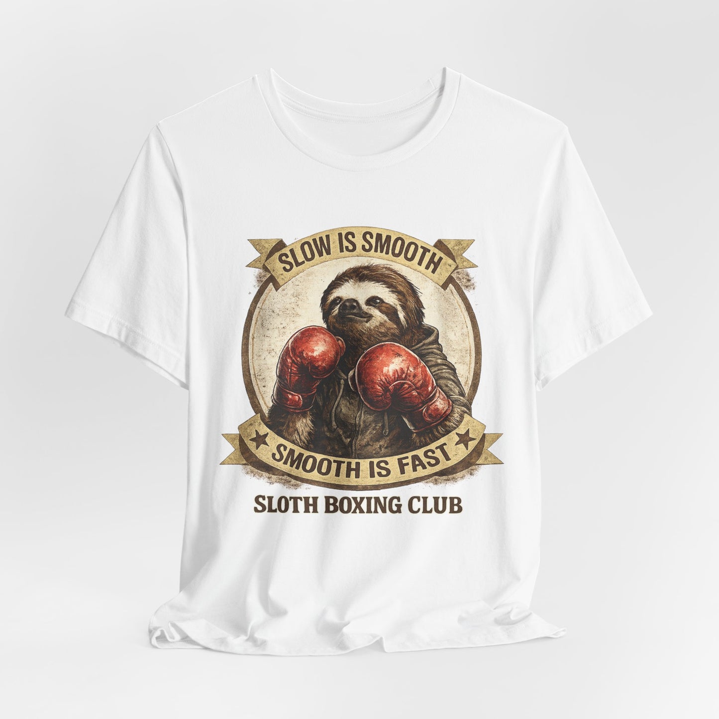 Sloth Boxing Club T-Shirt — "Slow is Smooth, Smooth is Fast" Retro Graphic Tee