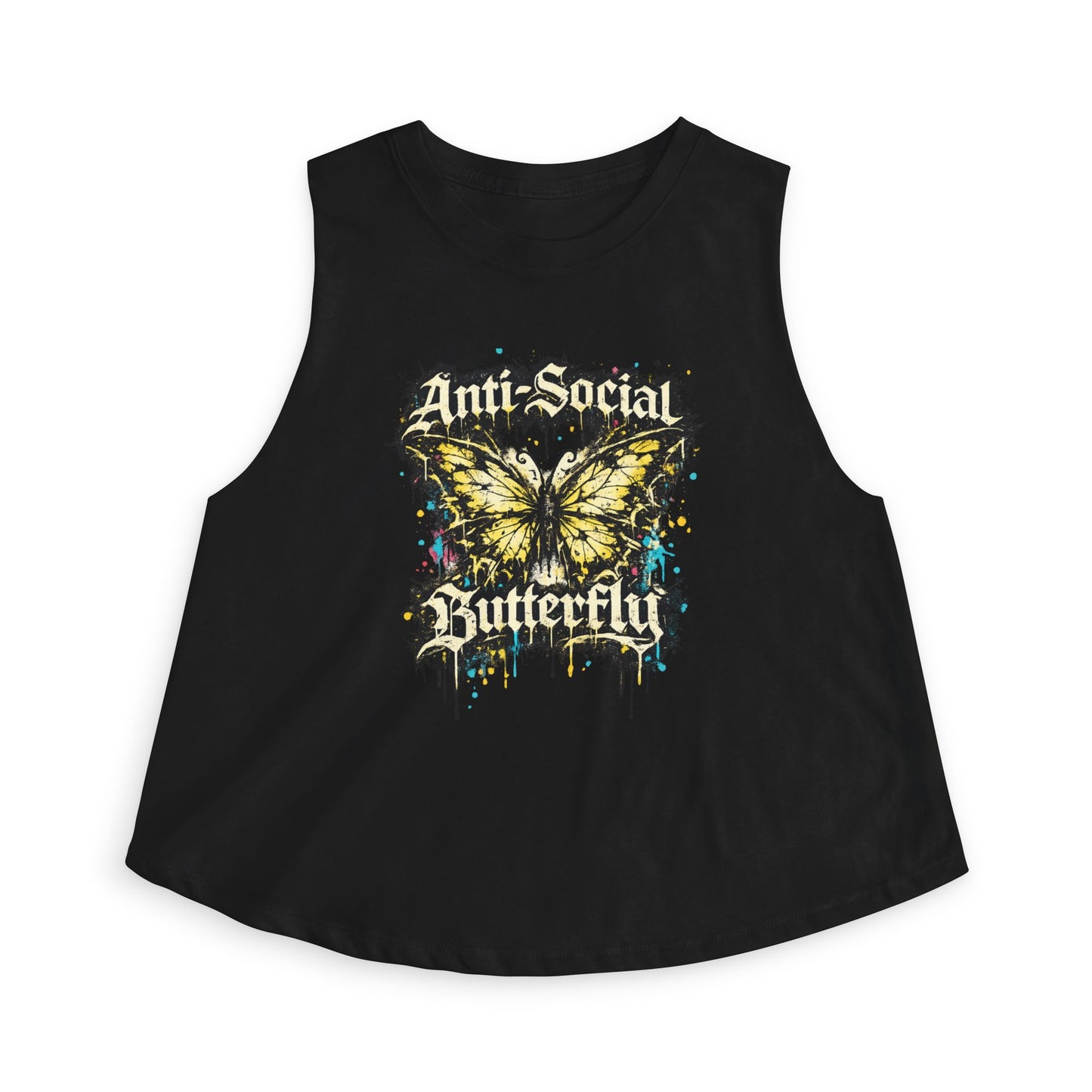Anti-Social Butterfly Women's Crop Top — Grunge Butterfly Graphic Tank