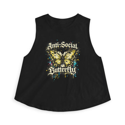 Anti-Social Butterfly Women's Crop Top — Grunge Butterfly Graphic Tank